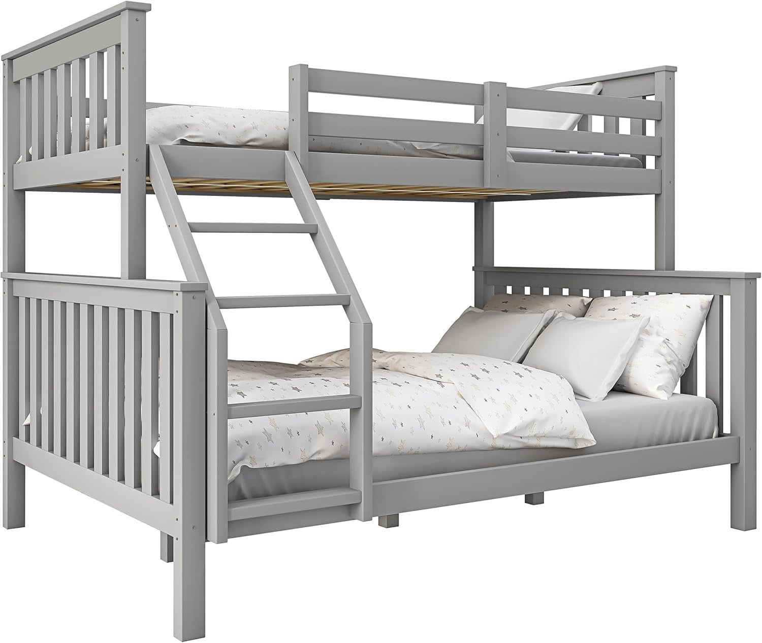 Triple Bunk Bed With 2x Mattress, Wooden Frame 4ft6 & 3ft Kids Sleeper