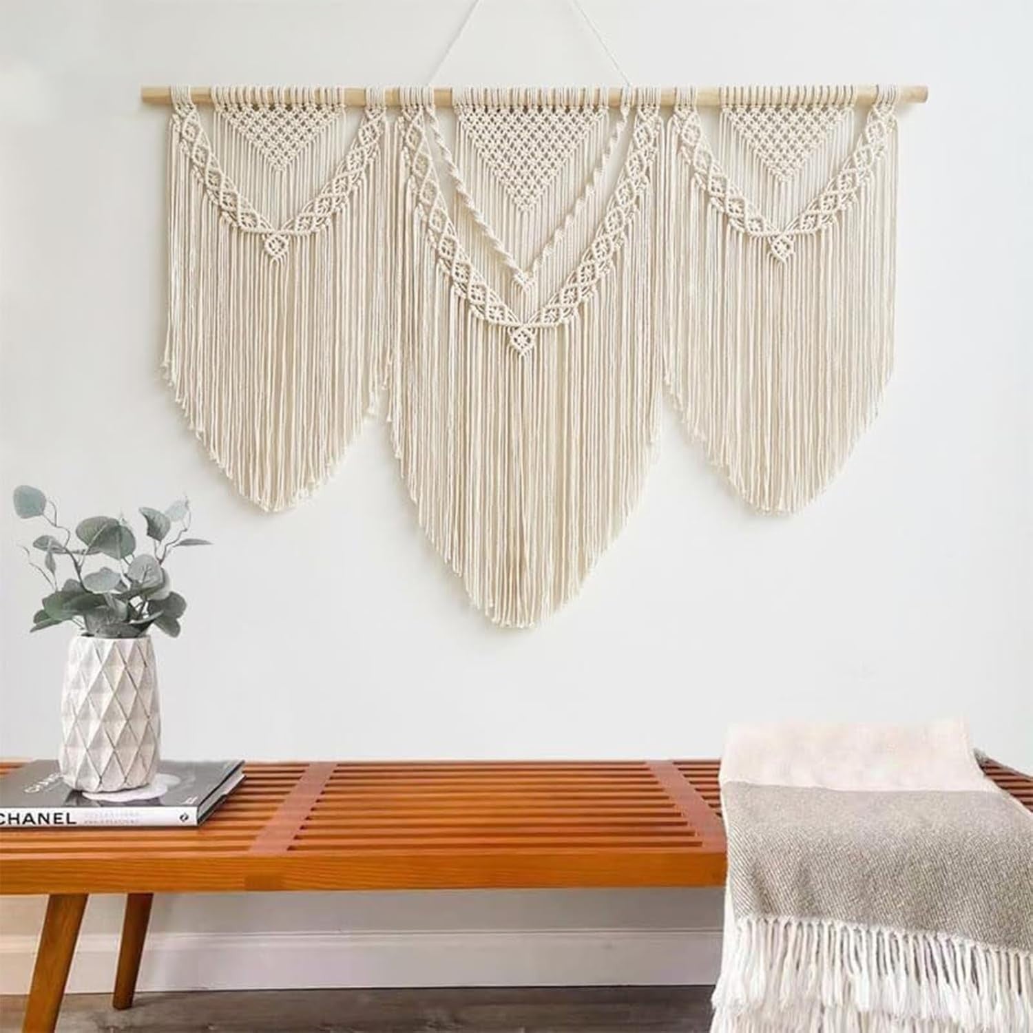 Large Boho Macrame Wall Tapestry 110x82cm Bedroom Decor