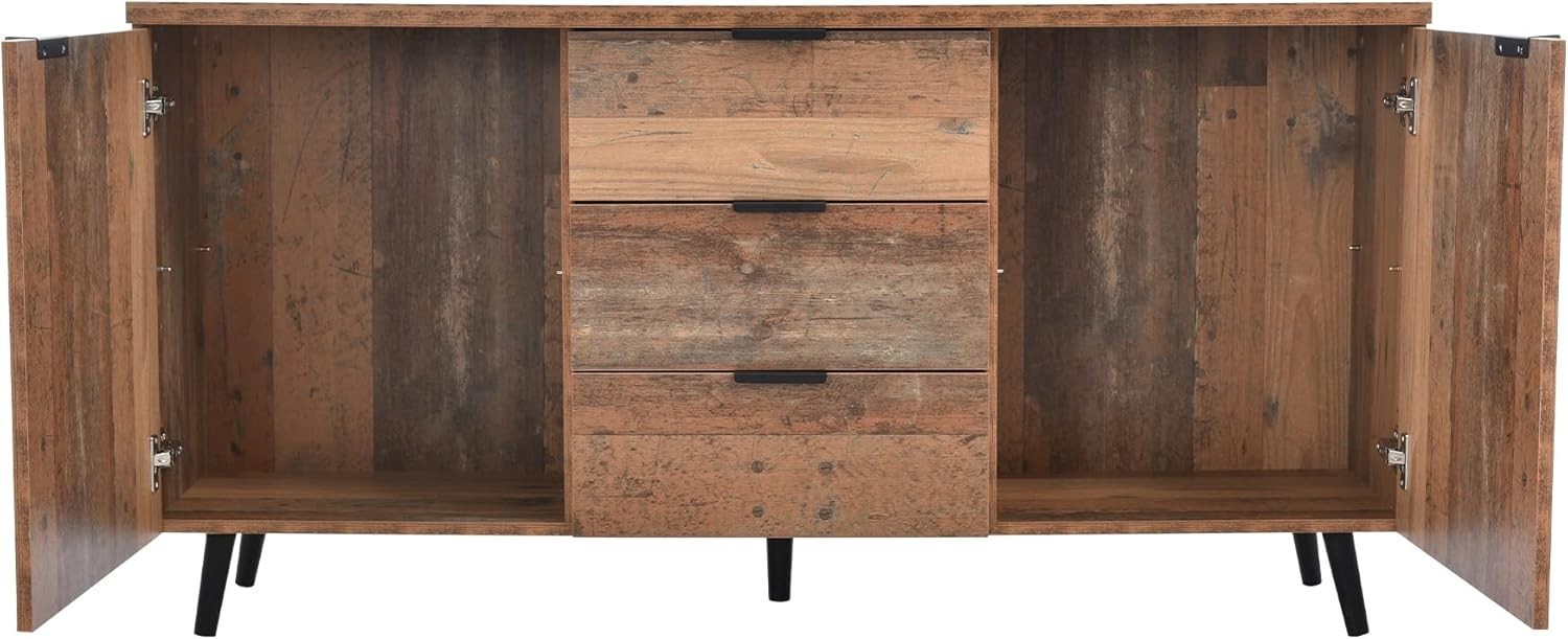 Rustic Sideboard Cabinet 2 Door 3 Drawer TV Unit Storage Adjustable Shelf