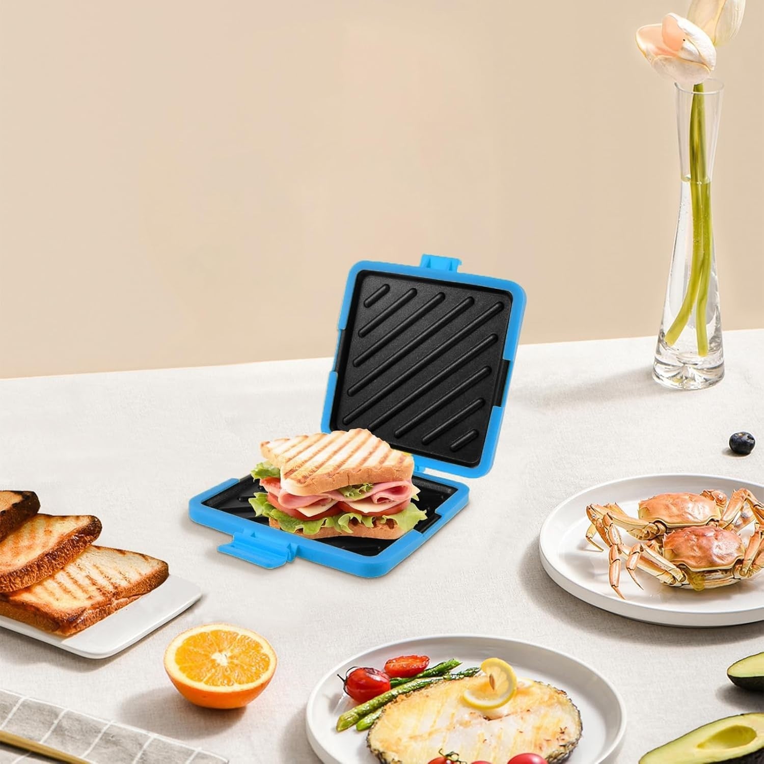 Microwave Toastie Maker Non Stick Silicone Sandwich Cooker Detachable Plate
