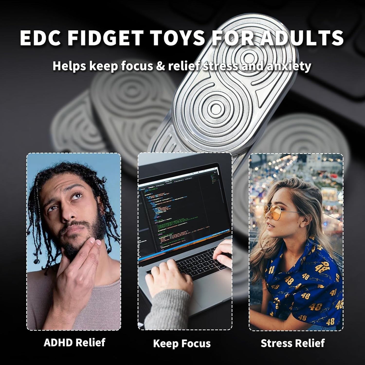 Stainless Steel Fidget Slider Ratchet Clicker EDC Stress Relief Toy