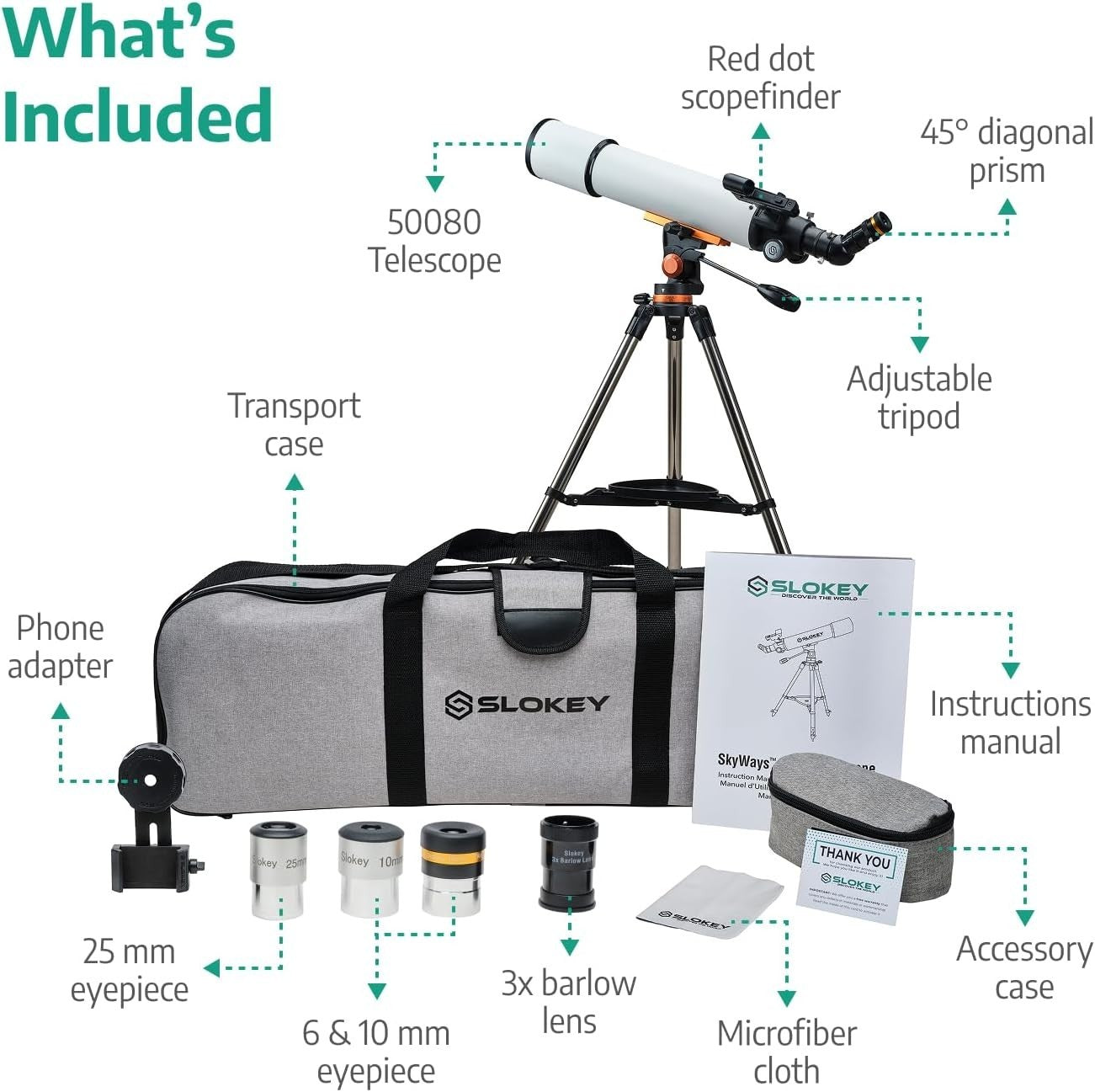 Black 20x-250x Telescope for Kids & Adults Moon, Stars, Stargazing