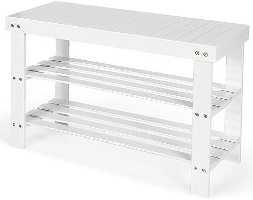 3-Tier Bamboo Shoe Storage Bench with Seat for Entryway & Hallway