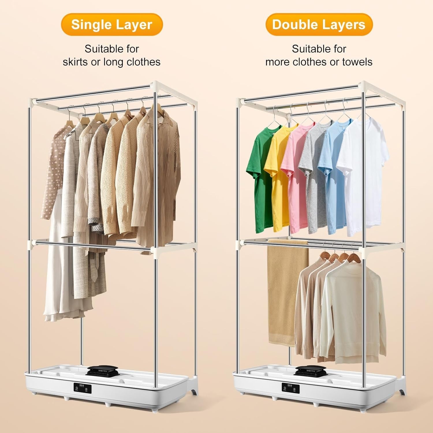 Portable Electric Clothes Dryer 2 Tier 360° Warm Air Drying 10kg Indoor