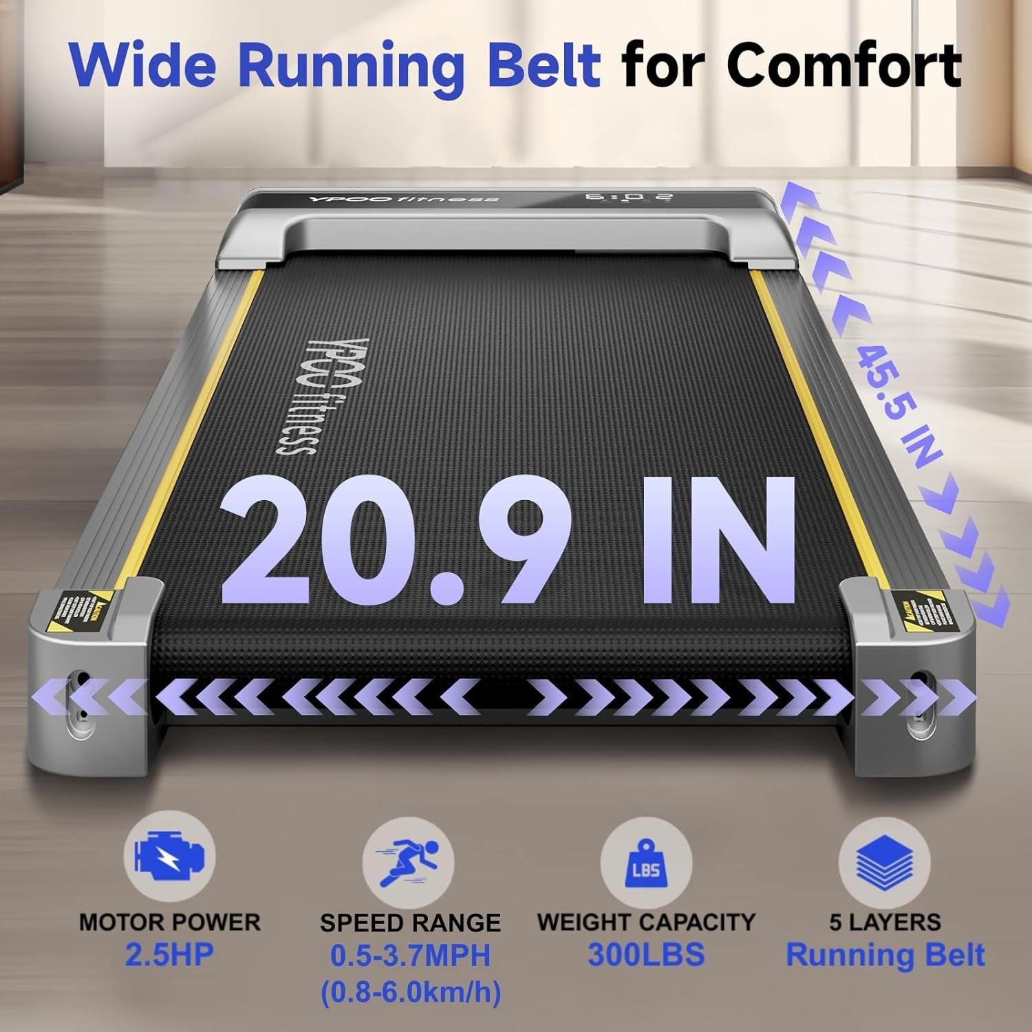 Portable Under Desk Walking Treadmill with Incline 3-in-1 Fitness Home Gym