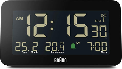 Digital Alarm Clock Large LED Display Temperature Date Radio Control