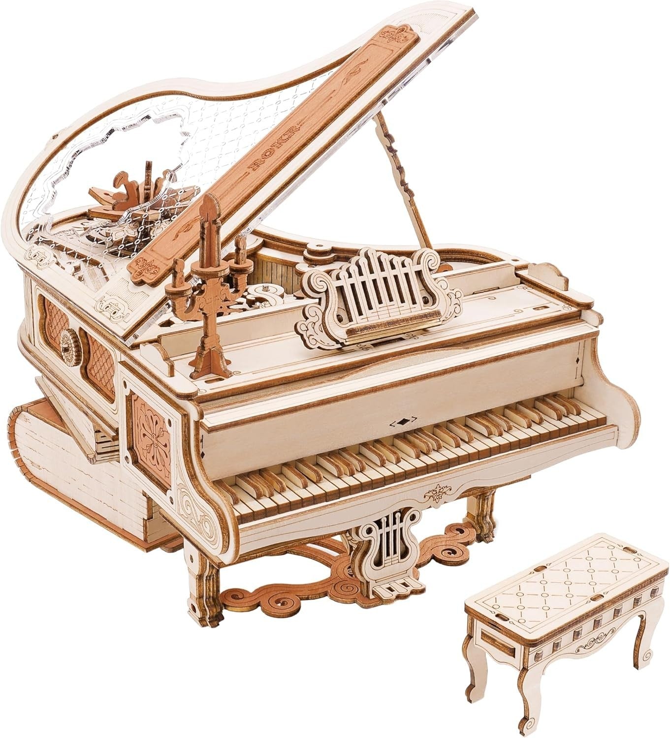 3D Wooden Self-Playing Piano Puzzle Kit Music Box Gift Adults Teens DIY