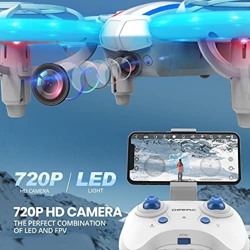 Mini Drone 720P HD Camera for Kids, LED Lights, Voice & Gesture Control