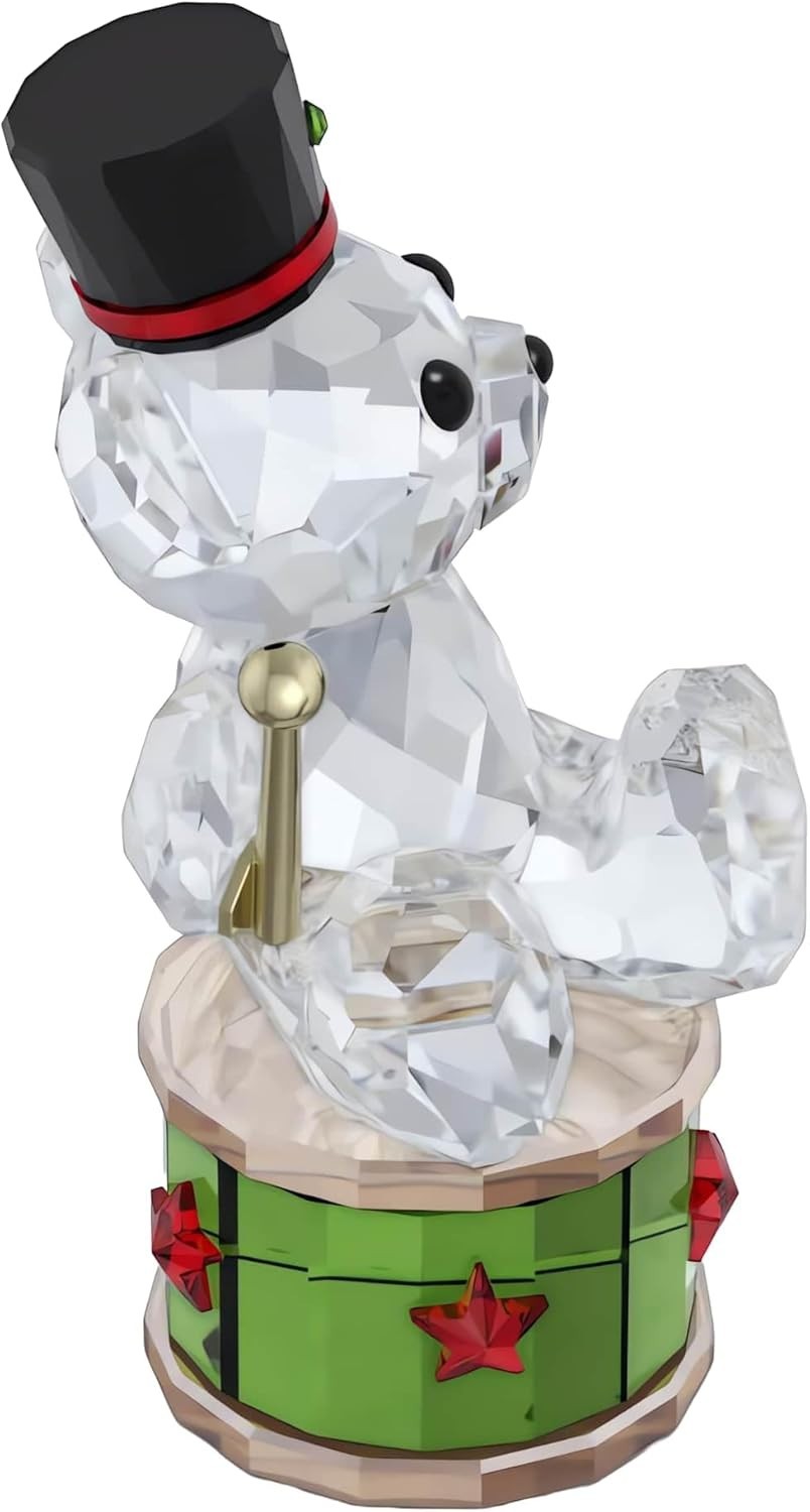Holiday Crystal Bear Figurine 2025 – 730 Facets Luxury Ornament on Drum Display