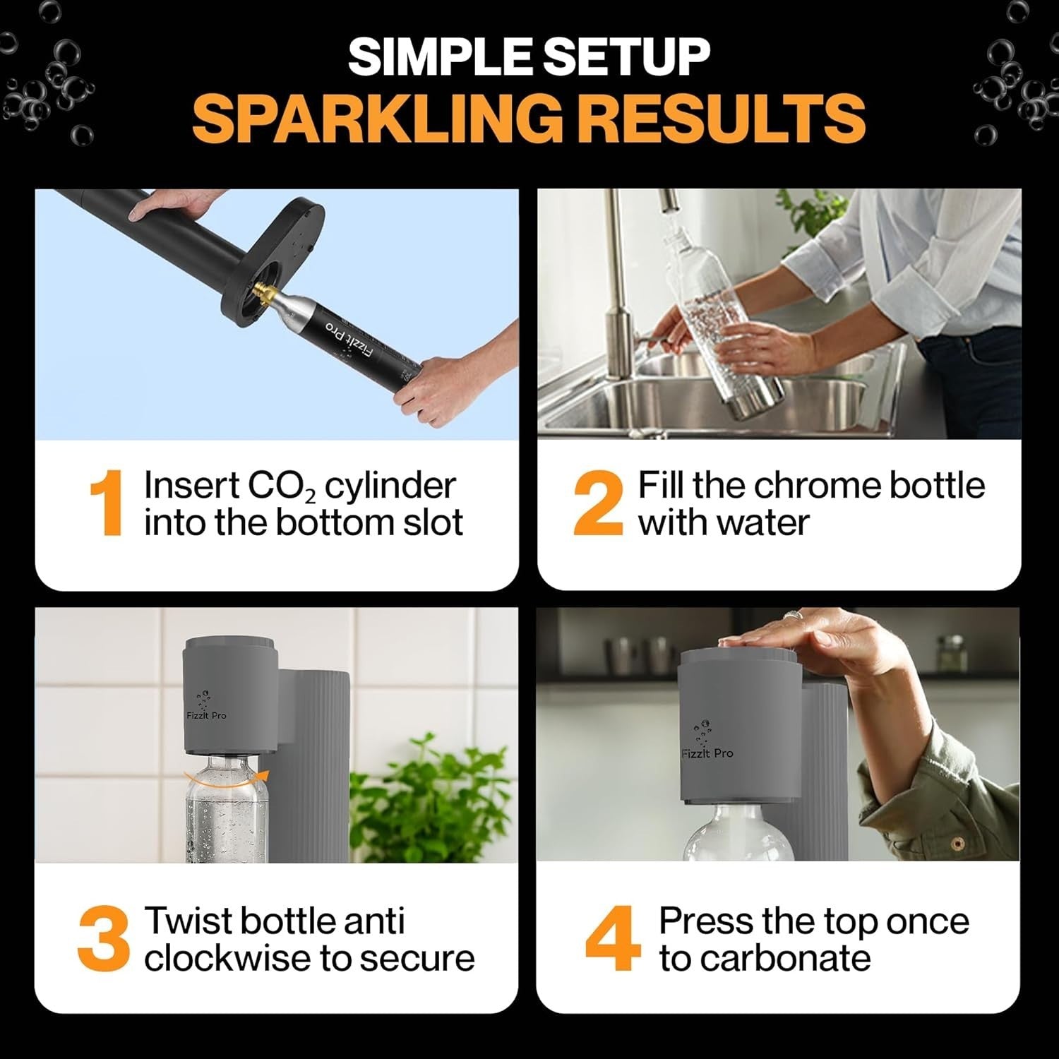 Soda Maker Machine Starter Kit No Power Sparkling Water BPA-Free Bottle