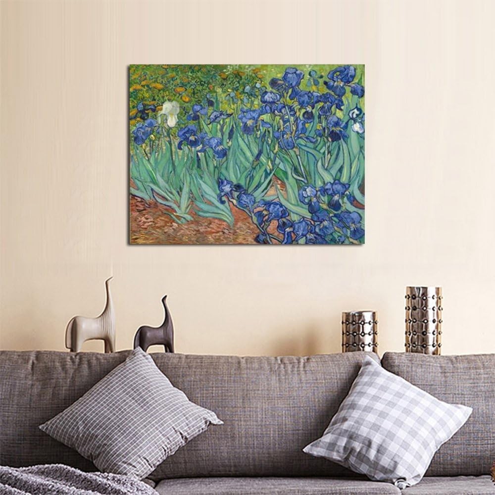 Large Irises Canvas Wall Art Blue Floral Giclee Print