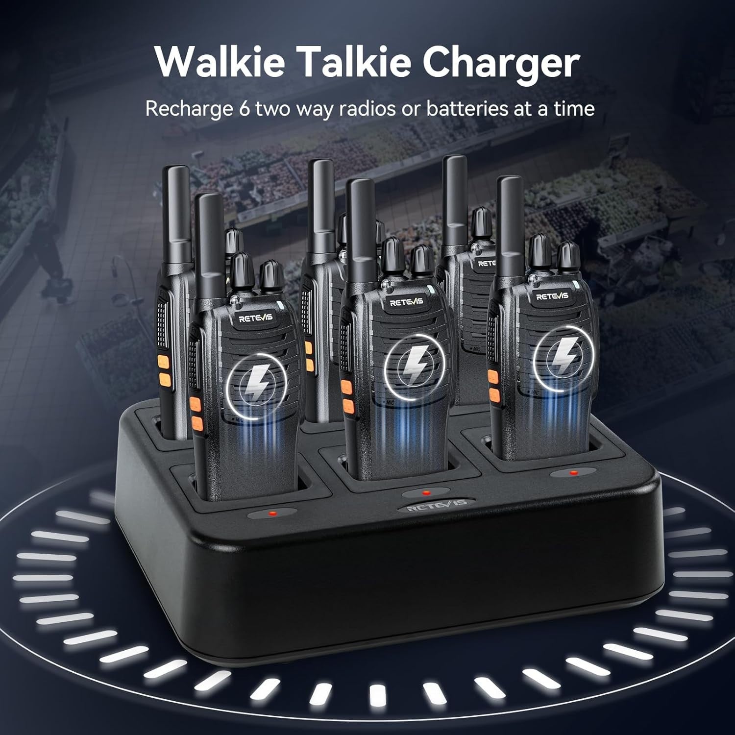 Walkie Talkies 6 Pack Two Way Radio Long Range VOX w 6 Way Charger