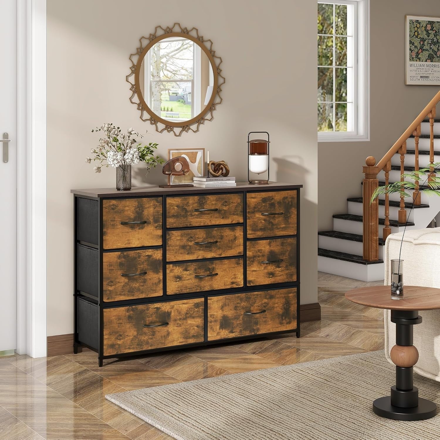 9 Drawer Fabric Dresser Storage Organizer | Bedroom, Living Room, Nursery