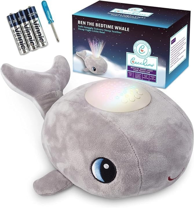 Plush Whale Baby Sleep Soother with 12 Lullabies & White Noise Toy