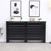 High Gloss Black Radiator Cover Modern Slatted Cabinet Large W151xH82cm
