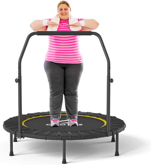 40” Folding Fitness Trampoline Rebounder Adjustable Handle 400lbs
