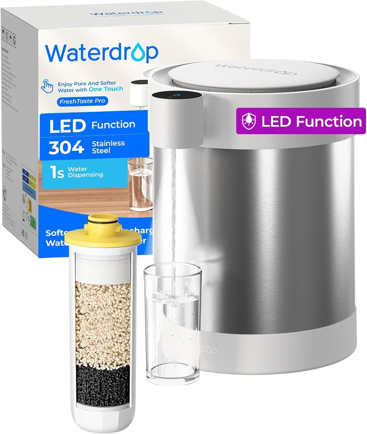 Electric Water Filter Dispenser UV Light Stainless Steel 5.3L Rechargeable
