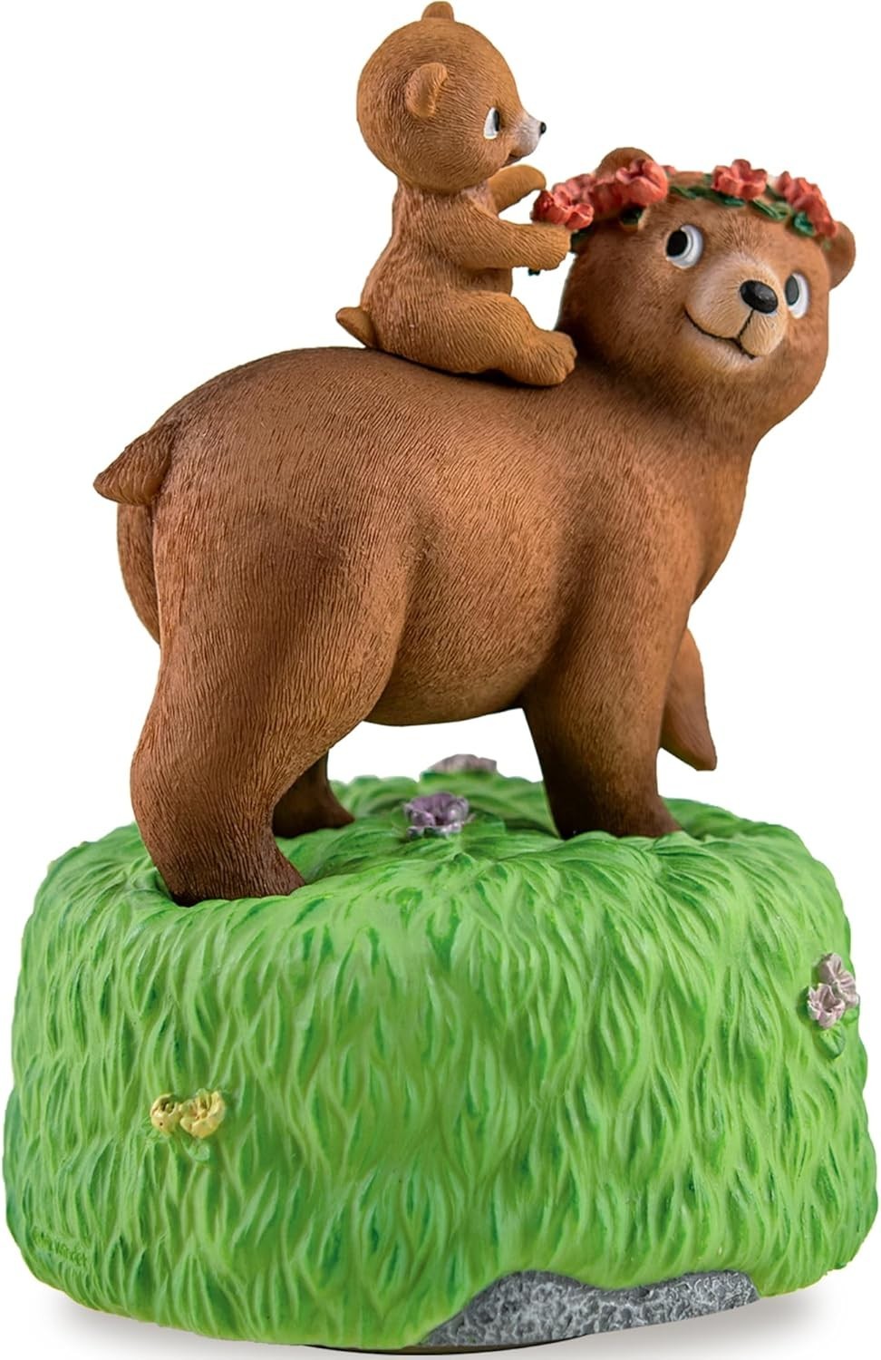 Mother & Daughter Bear Music Box Hand-Painted Vintage Figurine