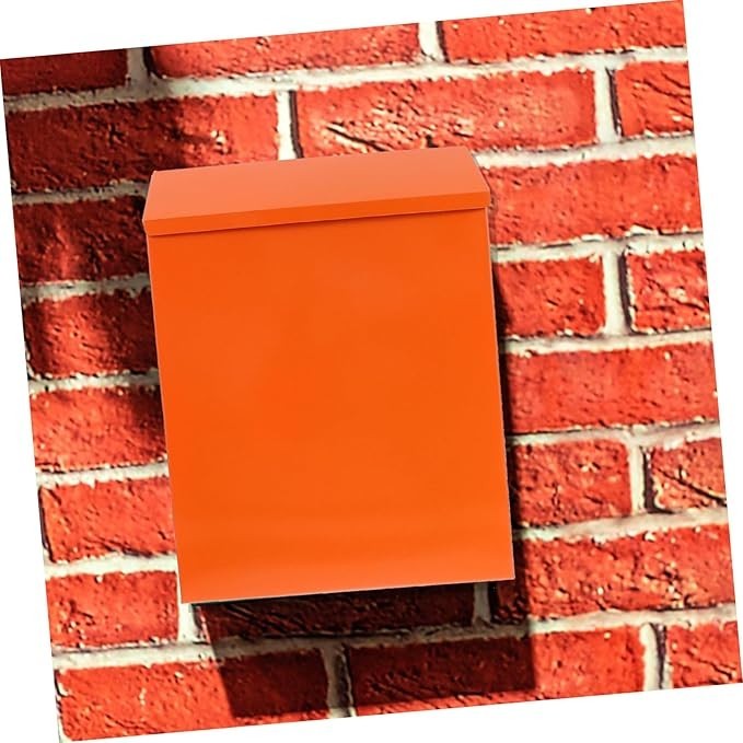Locking Wall Mounted Iron Mailbox Orange | Secure Post Box | 30x22.5x6.5cm