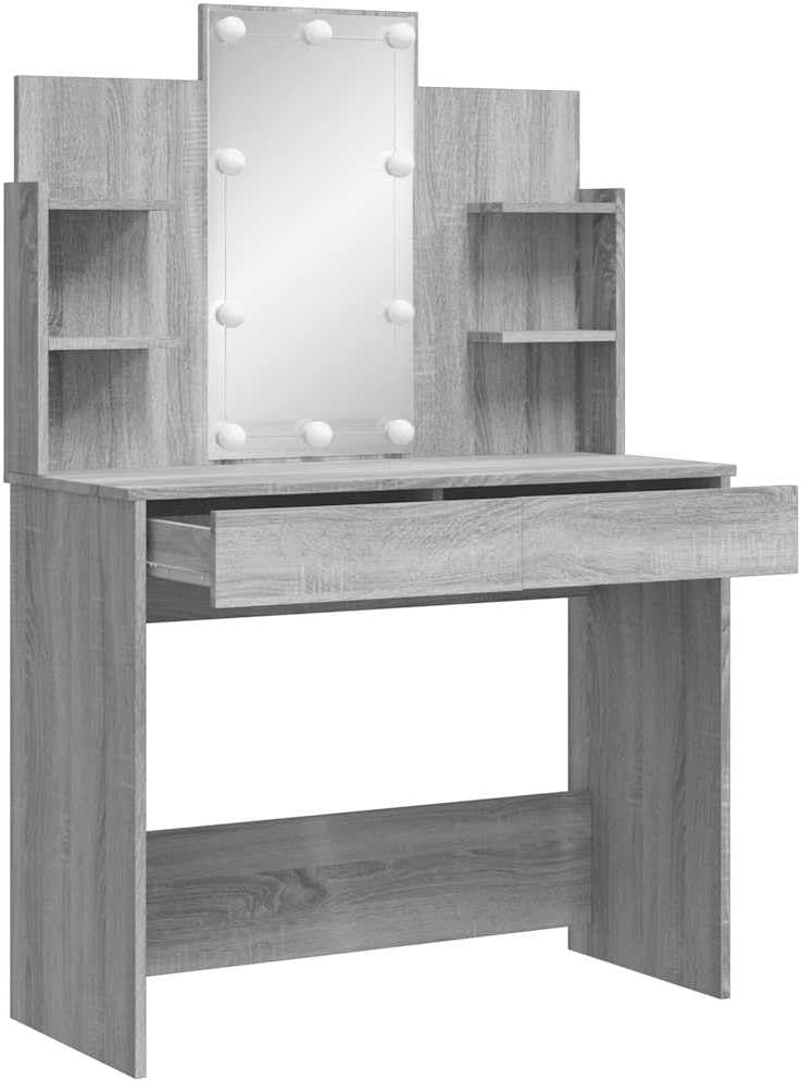 Grey Sonoma Dressing Table Vanity Set w/ LED Light Mirror & Storage Drawers