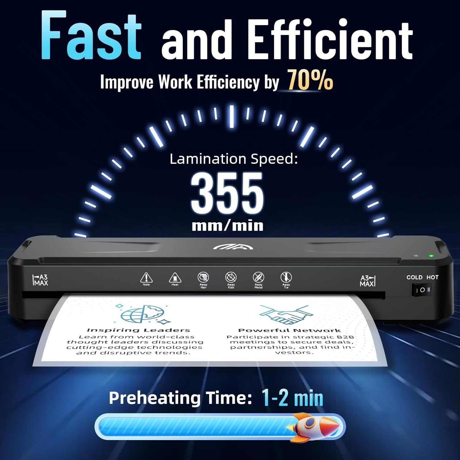 A3 Laminator Machine Hot Cold Fast Warm Up No Jam 11x17 + 30 Sheets