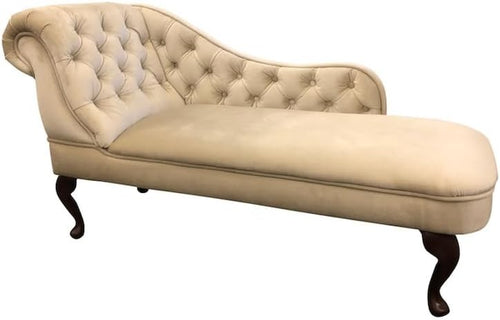 Velvet Champagne Chaise Longue Sofa with Armrest 137cm Upholstered Lounge