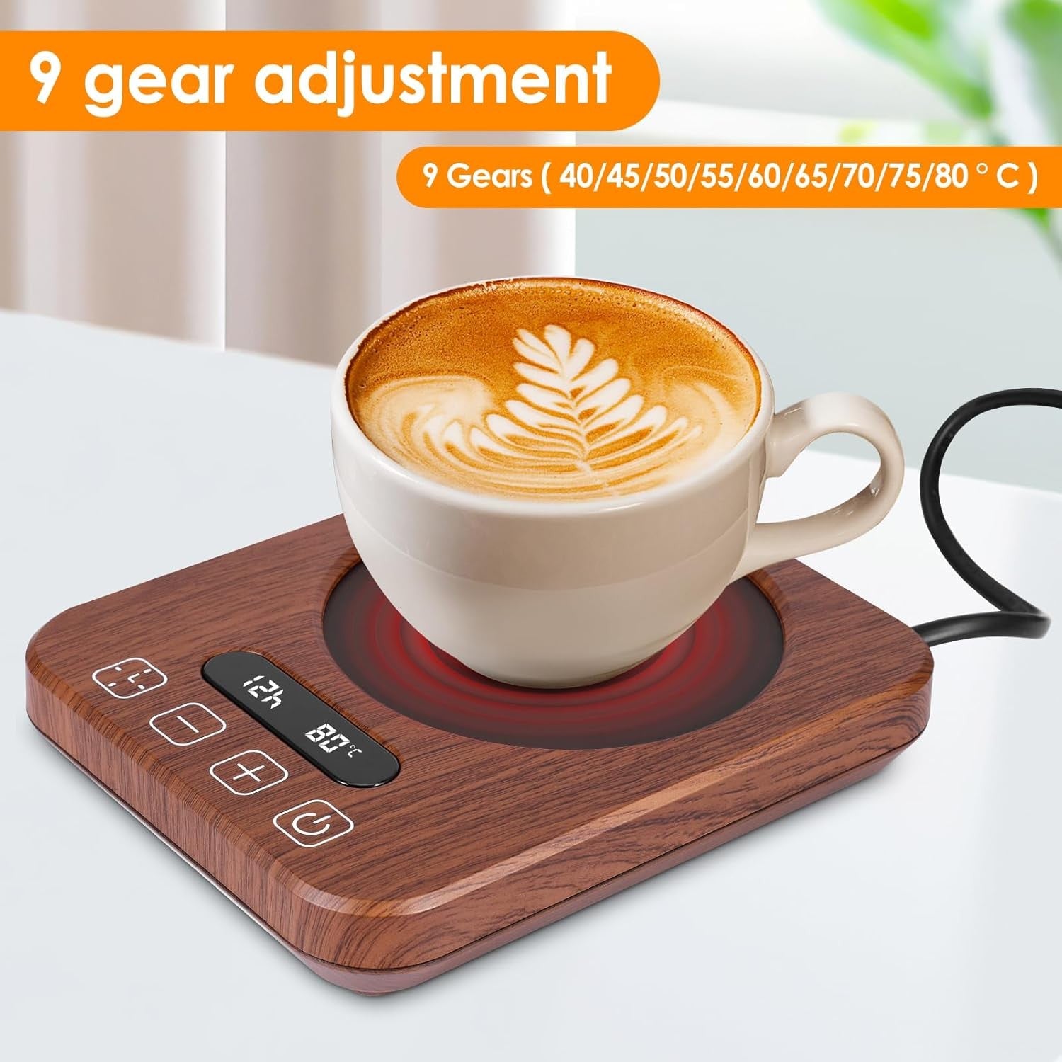 Coffee Mug Warmer 7 Temp 110-180°F 12H Timer 18W UK Plug
