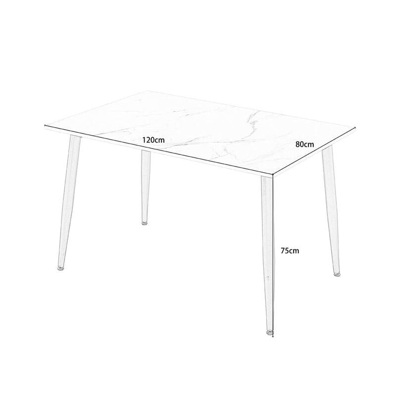 Marble Dining Table Set 120cm with 4 Boucle Chairs Modern Compact Luxe