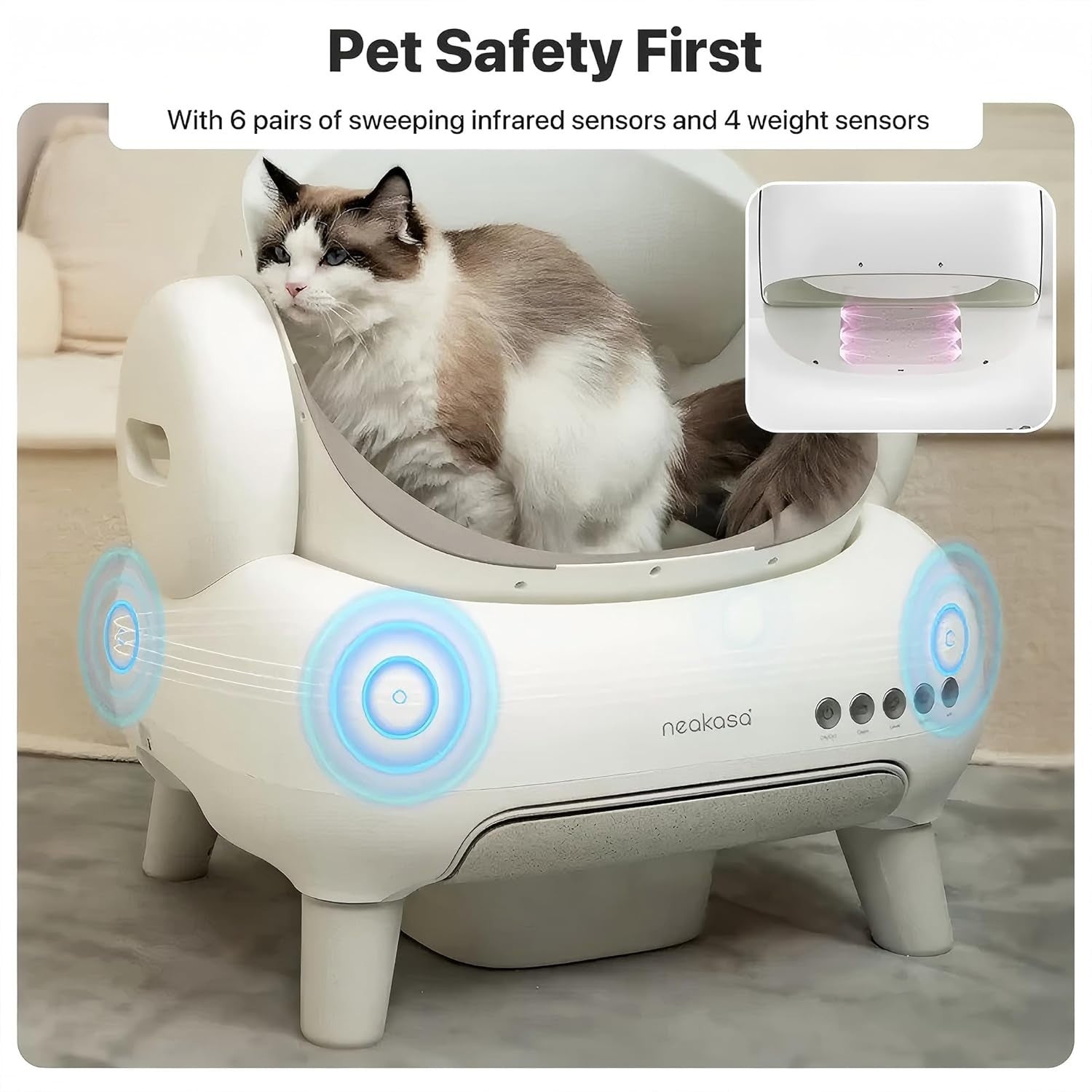 XXL Self Cleaning Cat Litter Box App Control Open Top Odor Free