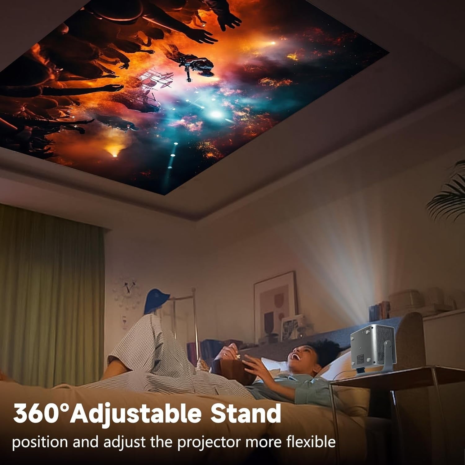 1080P Smart Projector WiFi Bluetooth Auto Focus 4K Rotatable