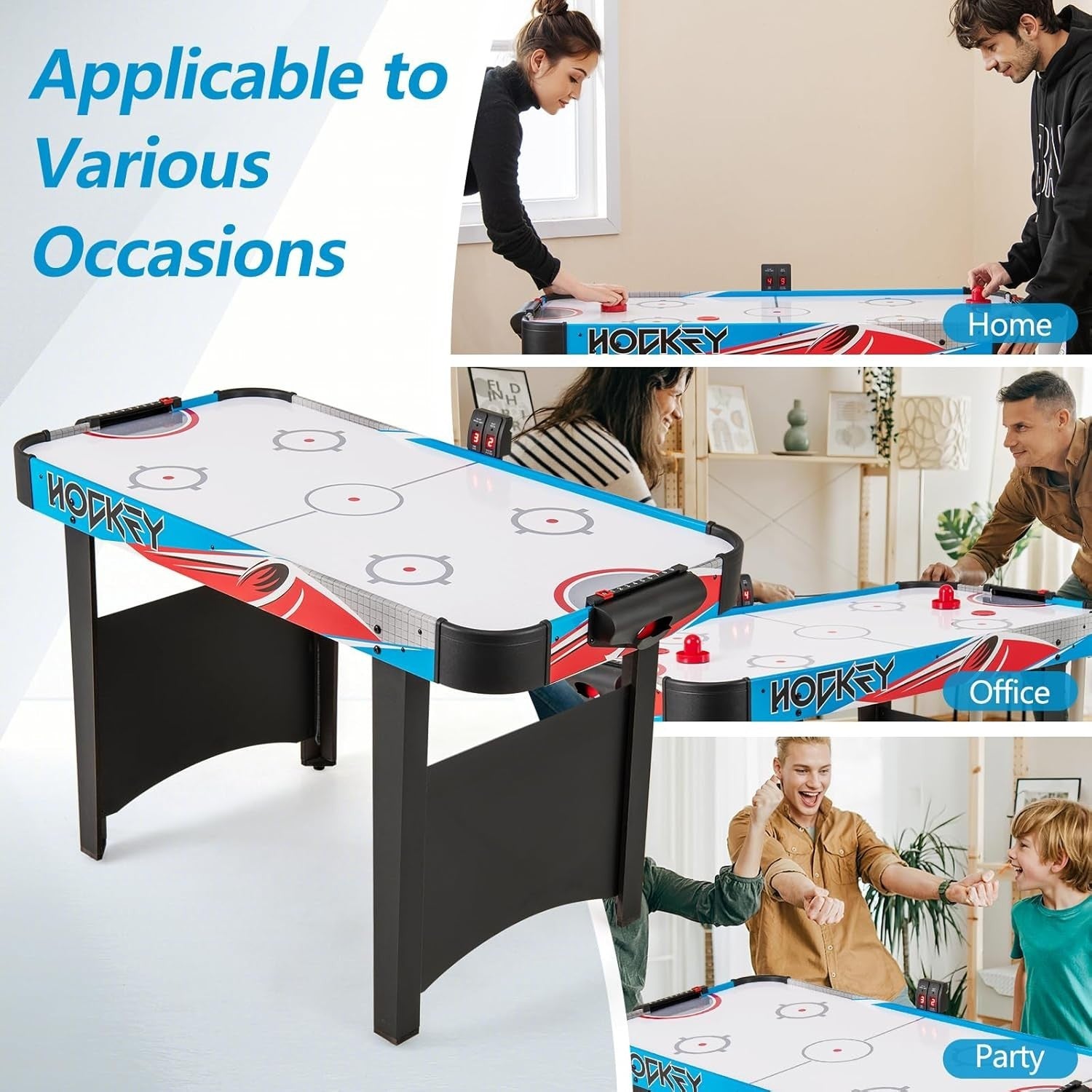 48 Inch Air Hockey Table LED Scoreboard 12V Motor Arcade Game for Kids Adults