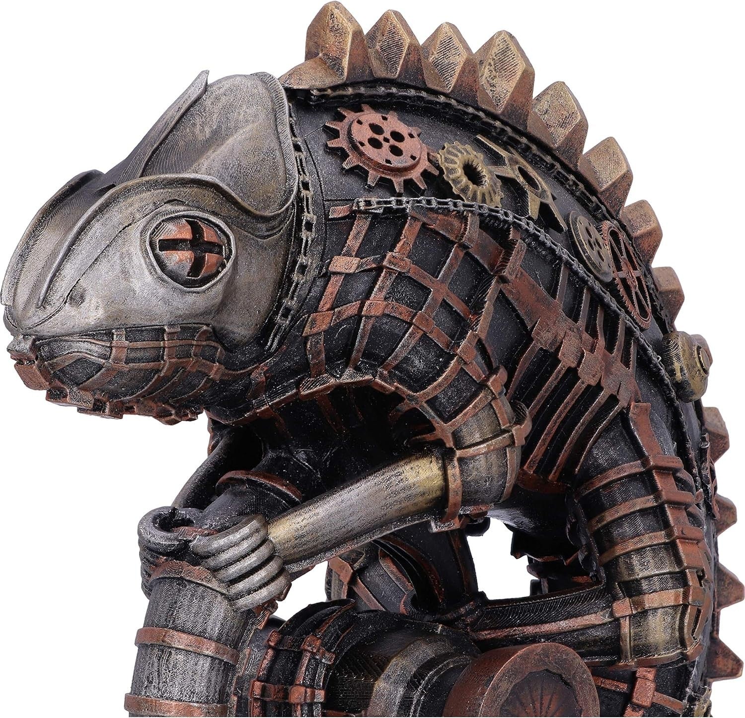 Steampunk Chameleon Lizard Figurine 22.3cm Bronze Resin Ornament Hand Painted
