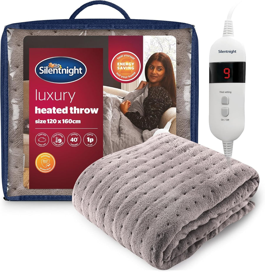 Electric Heated Throw Blanket Luxury Fleece Heat 9 Settings 120x160cm