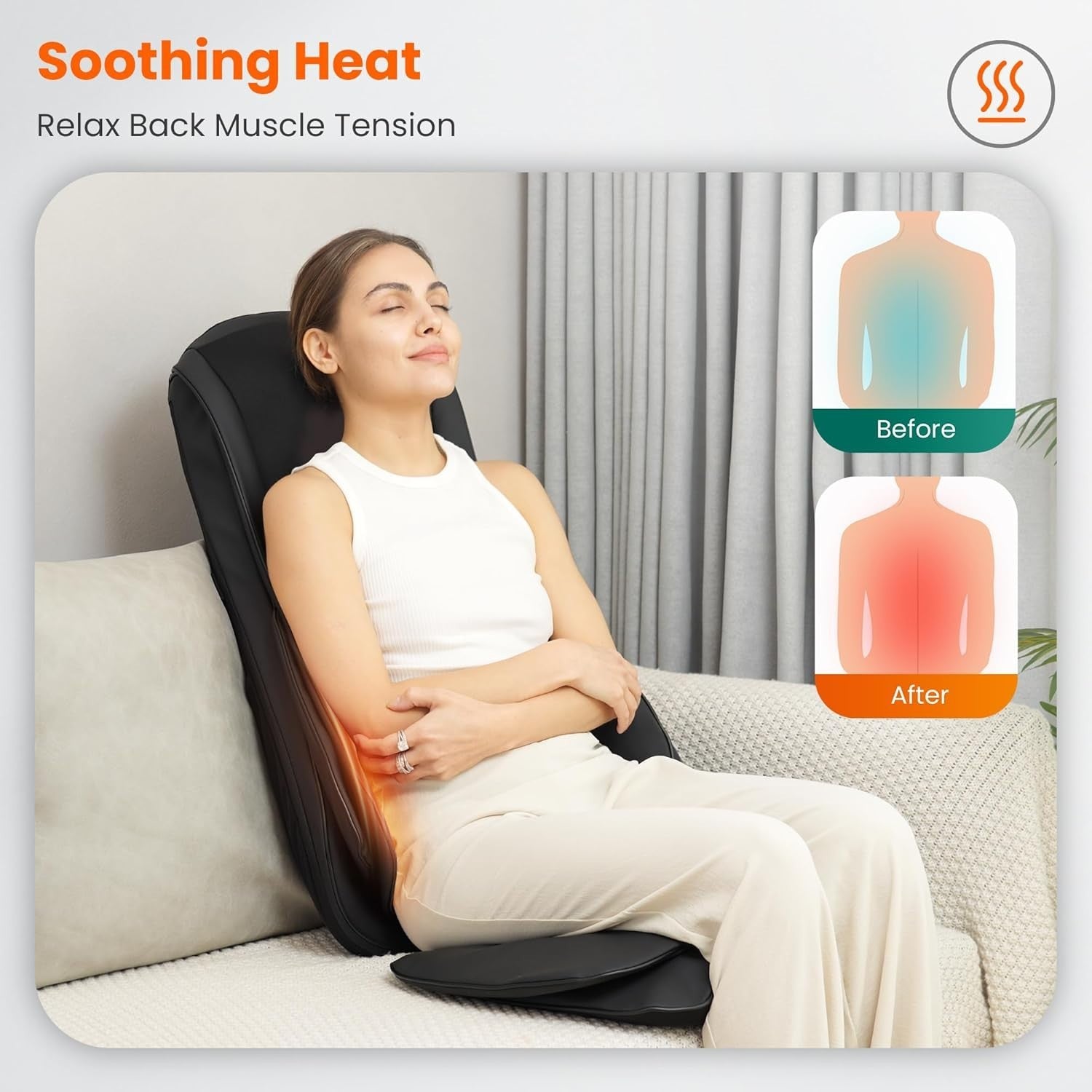 4D Heated Shiatsu Massage Chair Pad with Vibration for Back & Neck