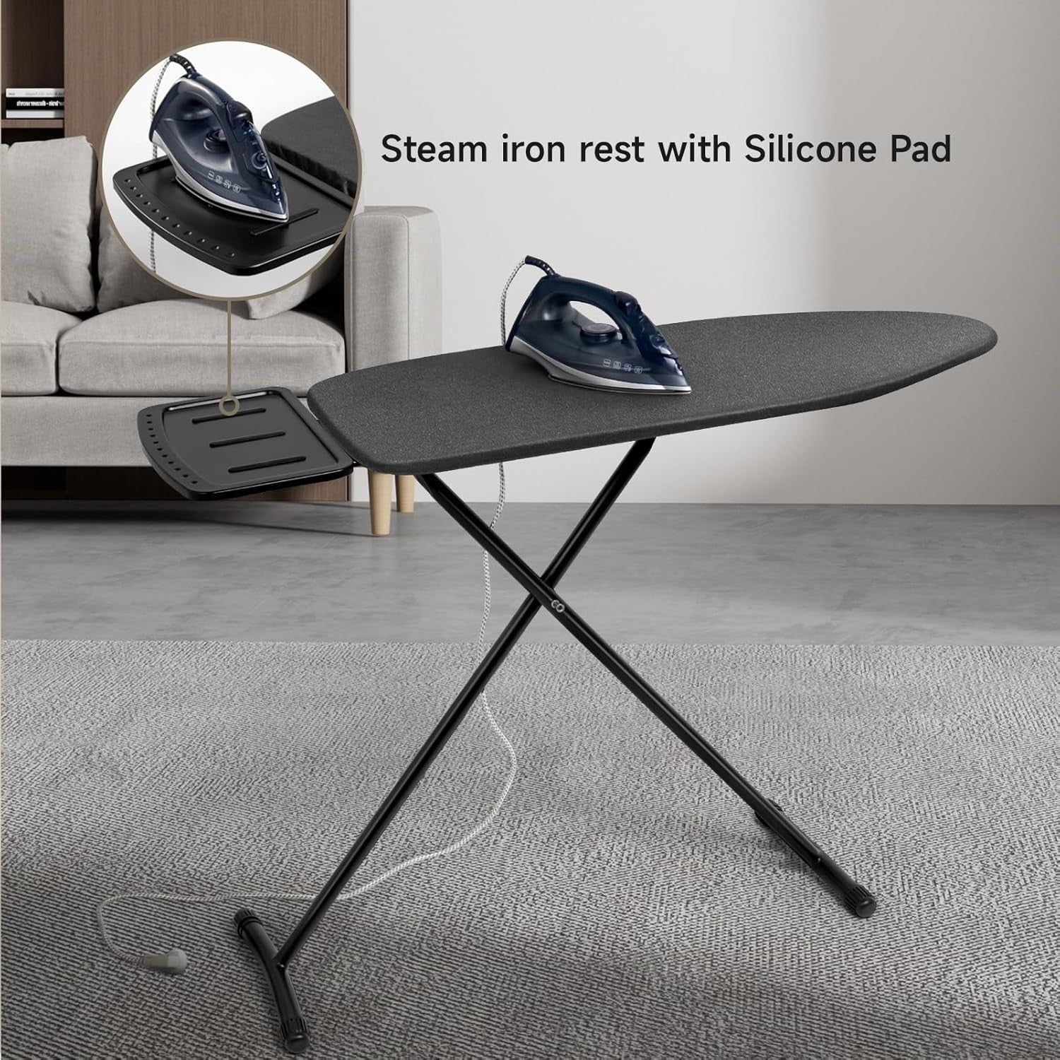 Compact Ironing Board Adjustable Height Heat Resistant Silicone Iron Rest