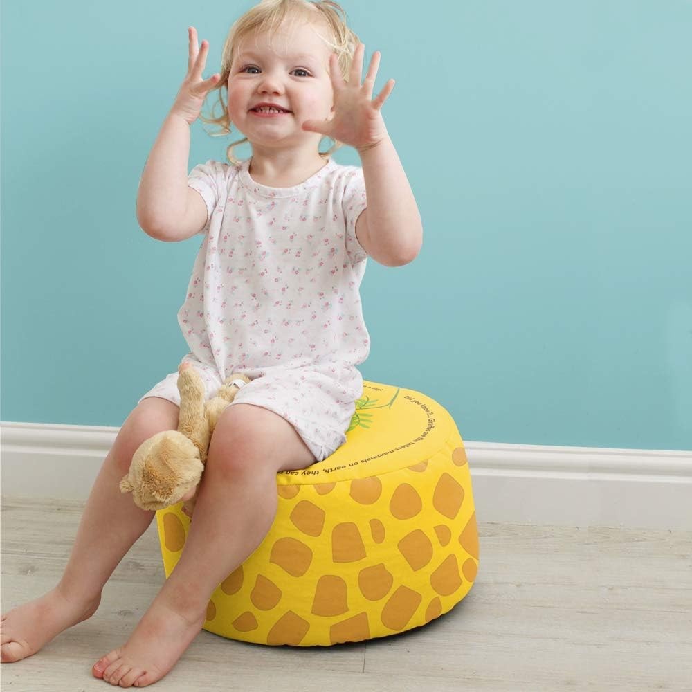 Kids Giraffe Bean Bag Chair with Footstool Safe Washable Playroom Seat
