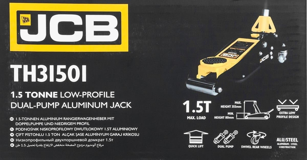 1.5 Ton Low Profile Aluminium Trolley Jack Double Pump Quick Lift 80–355mm