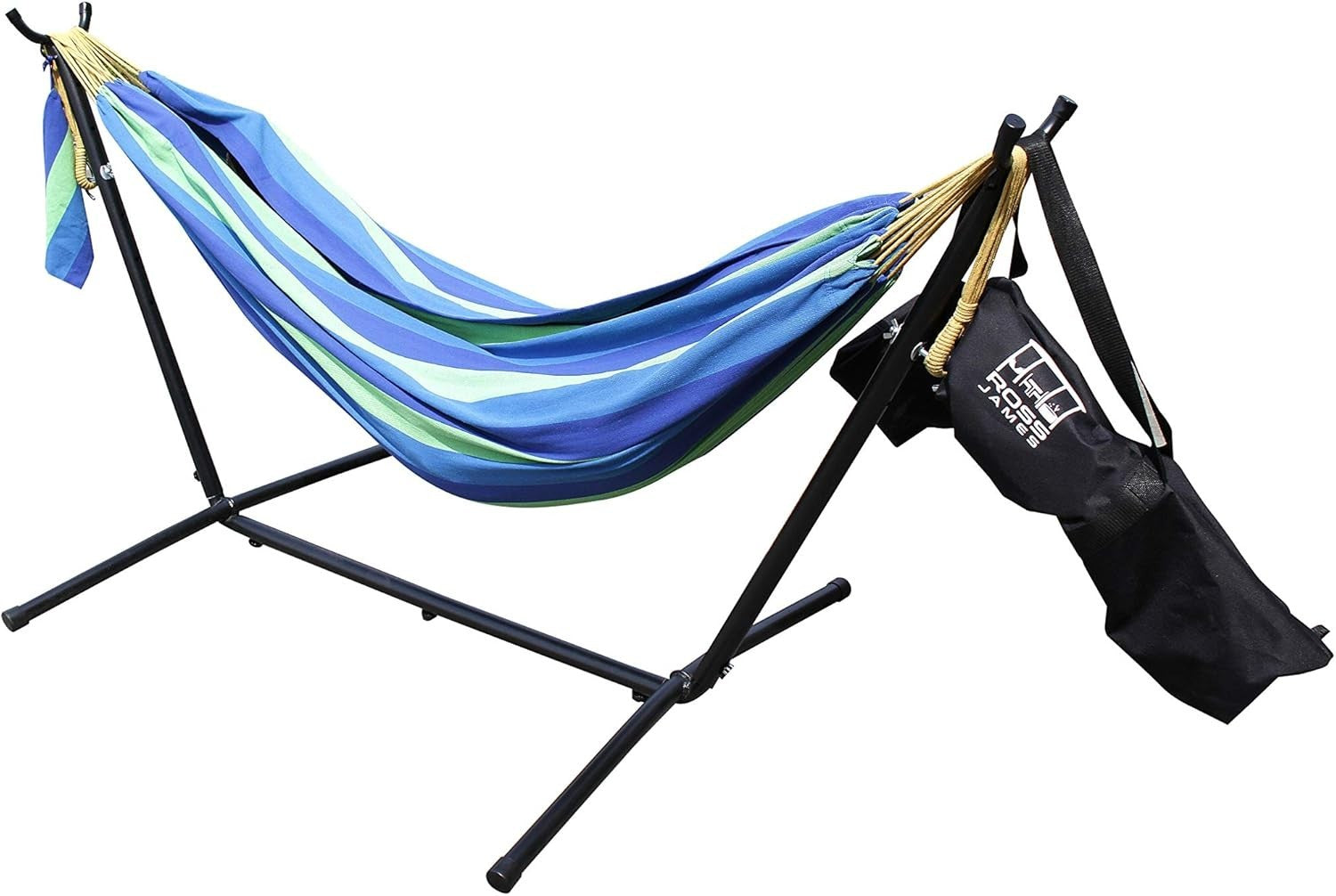 Heavy Duty Cotton Hammock with Stand | 2 Person 204kg Capacity | Portable