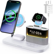 Wireless Charging Station Alarm Clock Fast Charger Stand Night Light