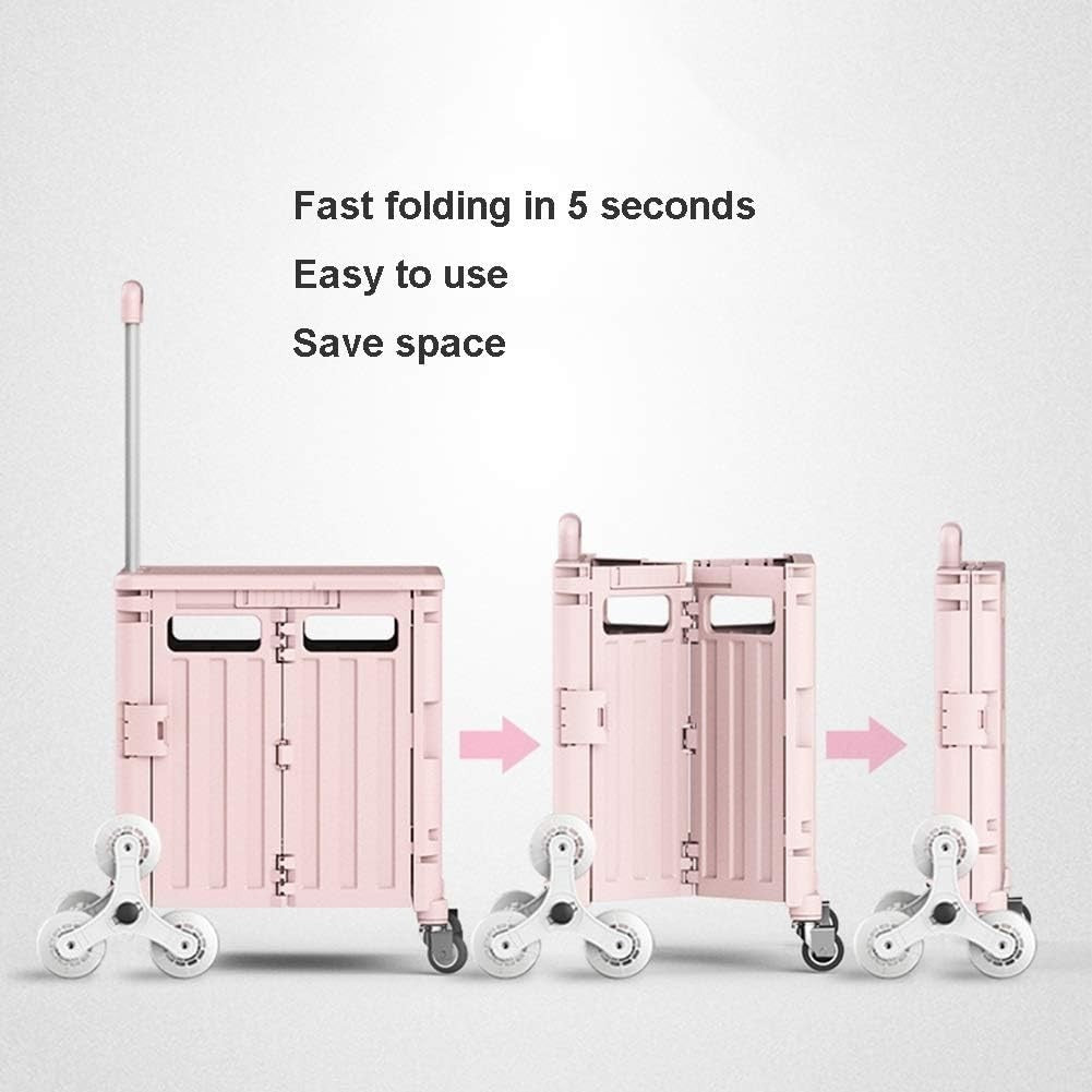 Beige Foldable 8-Wheel Stair Climber Cart Lightweight Portable Rolling Trolley