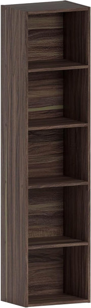 5 Tier Walnut Wooden Cube Bookcase Small Storage Shelf for Living Room Office