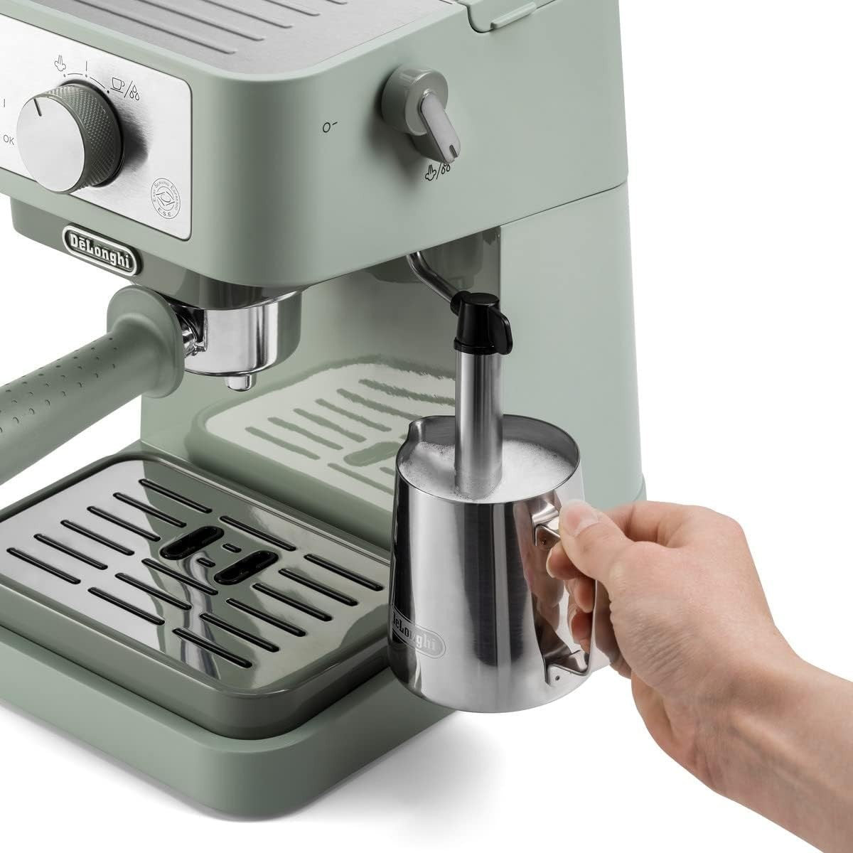 Manual Espresso Maker with Milk Frother | 15 Bar Pressure | Dual Cup Tray | 1L
