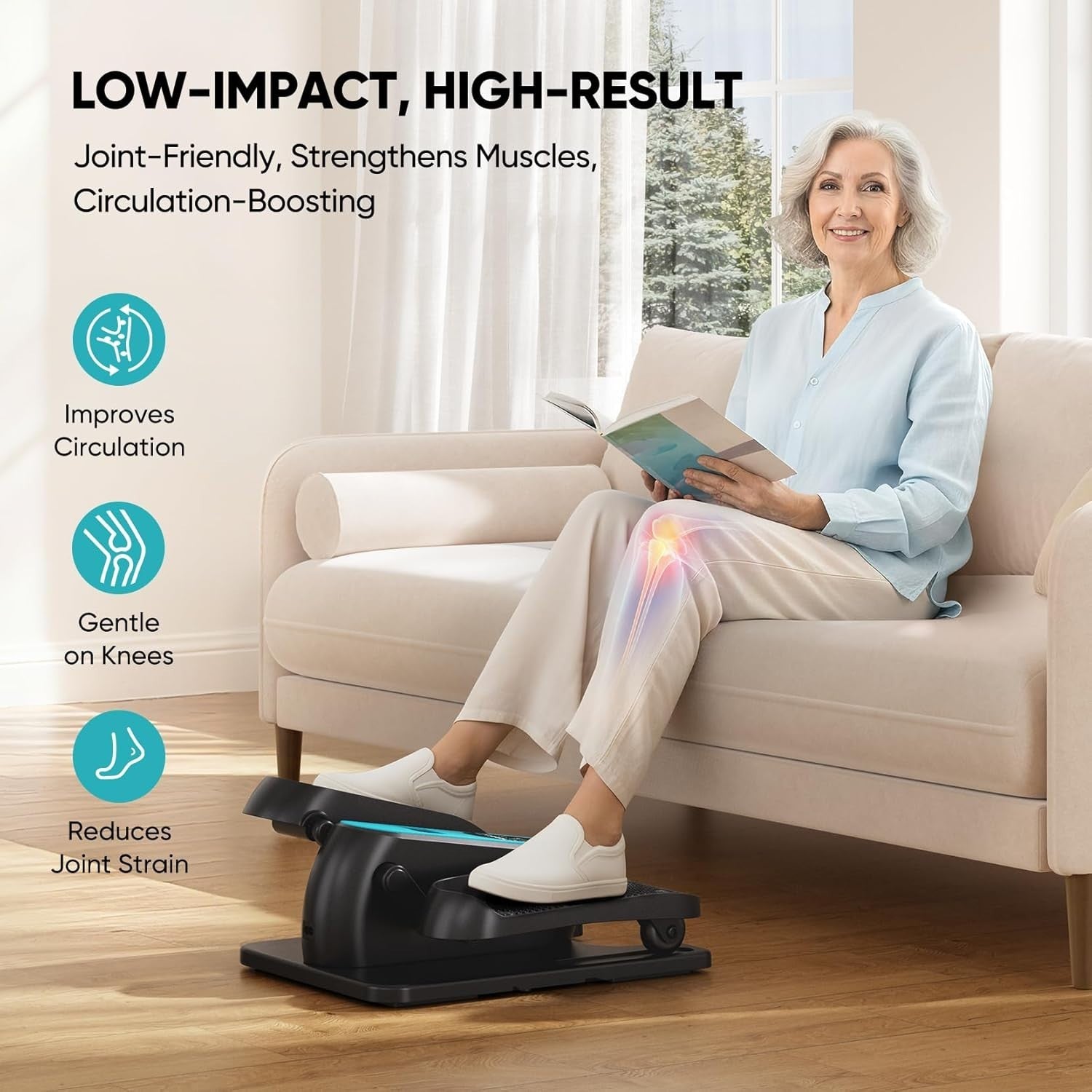 Under Desk Elliptical Trainer, 12-Speed Electric Pedal Exerciser, Quiet