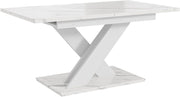Extendable White Dining Table 140-180cm Modern Foldable Kitchen Table