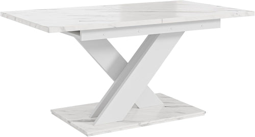 Extendable White Dining Table 140-180cm Modern Foldable Kitchen Table