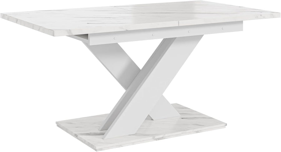 Extendable White Dining Table 140-180cm Modern Foldable Kitchen Table