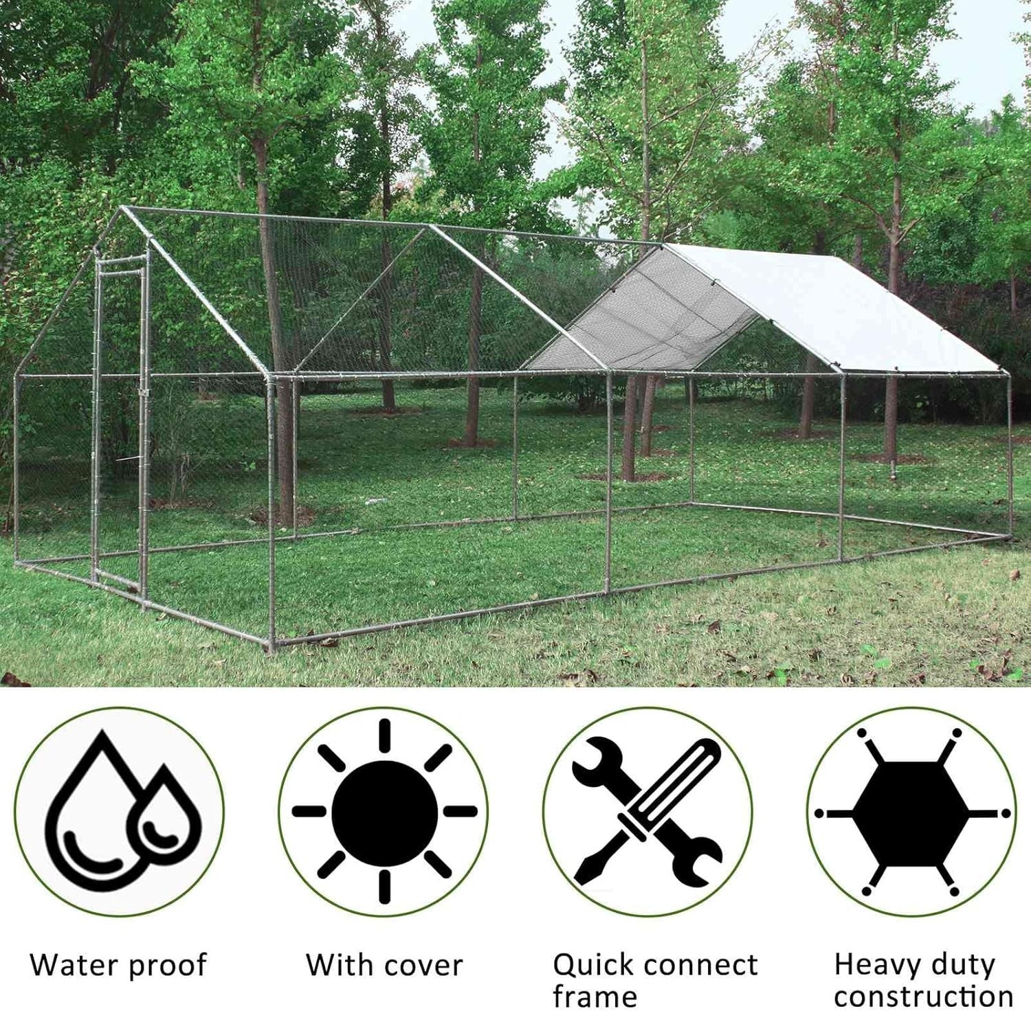 Extra Long Walk In Chicken Run Outdoor Metal Pet Enclosure 3x6x2m