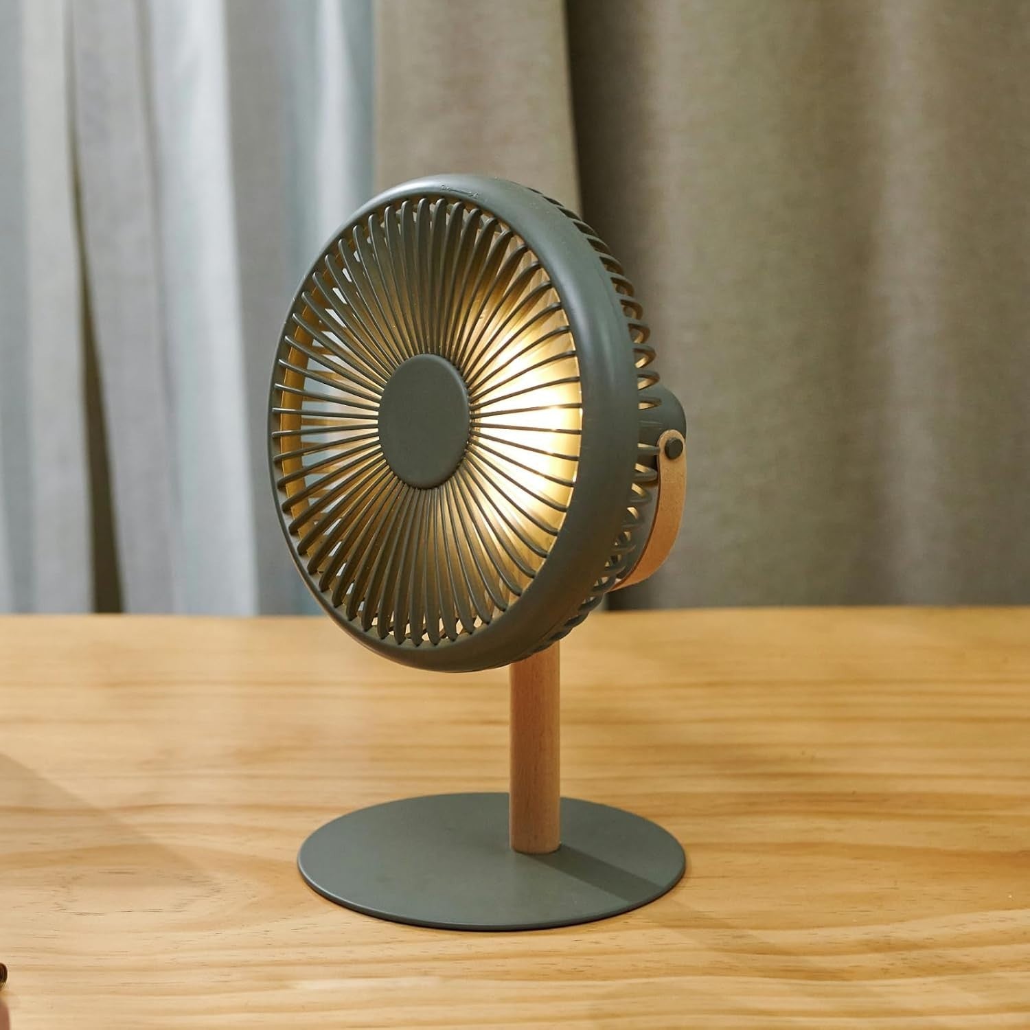 Portable Desk Fan 2-in-1 Rechargeable USB Remote Control Quiet Cooling LED Navy