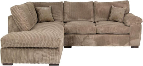 L Shaped Cord Sofa 4 Seater Left Corner Beige | Comfy Large Lounge Set