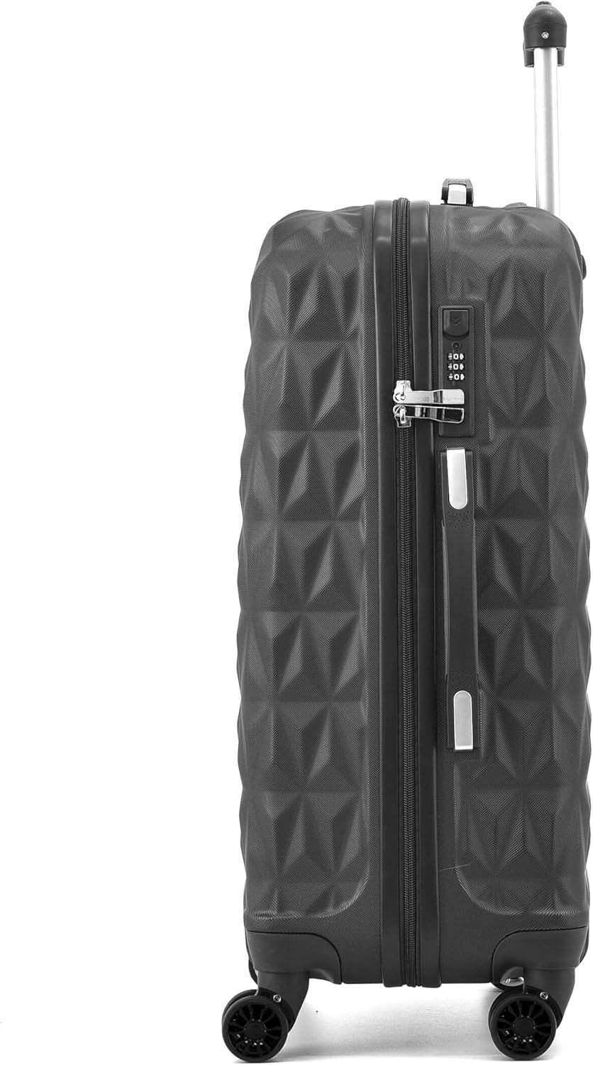 24 Inch Medium ABS Hard Shell Suitcase 4 Spinner Wheels Lock Ash